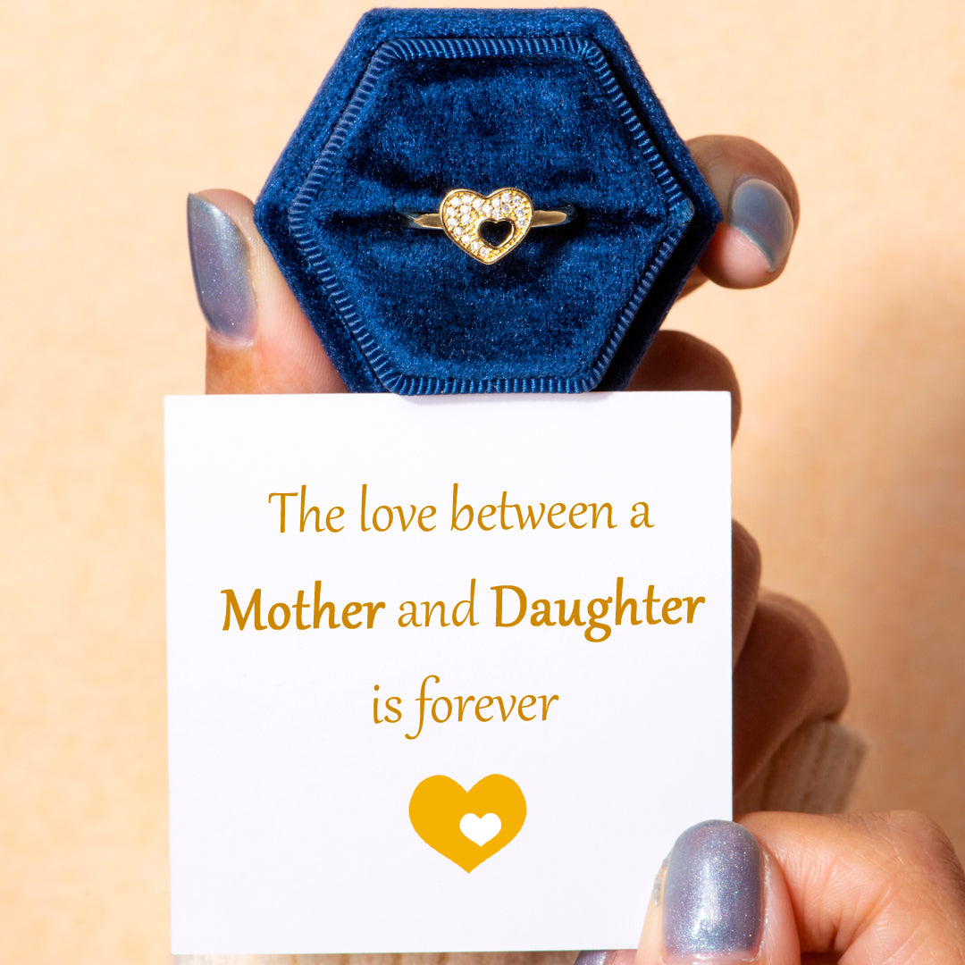 "The love between a Mother and Daughter is forever" Double Heart Ring