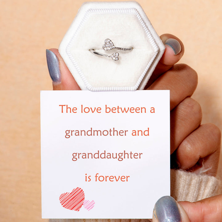 To My Granddaughter "Forever Love" Double Heart Ring