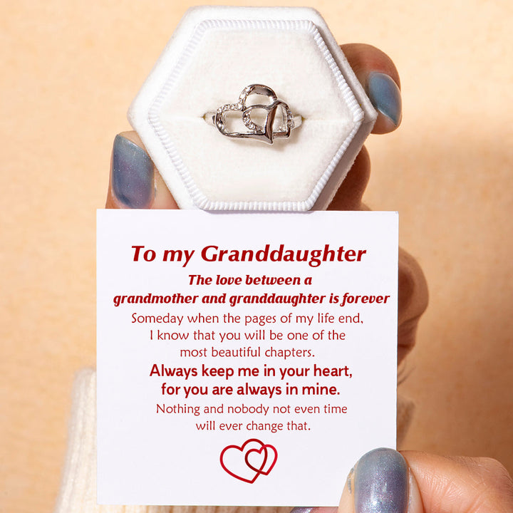 To My Granddaughter "Always in my heart" Double Heart Ring