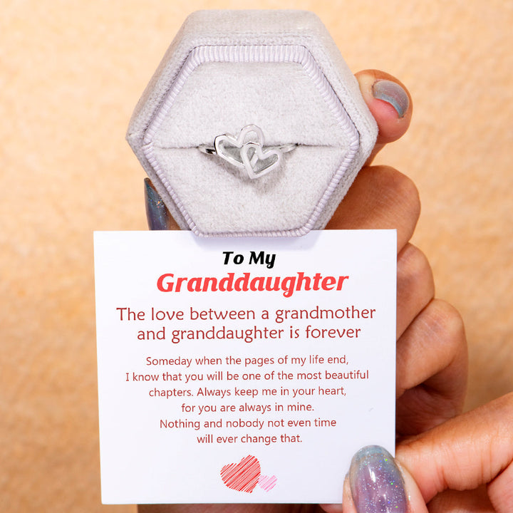 To My Granddaughter "You are always in my heart" Double Heart Ring