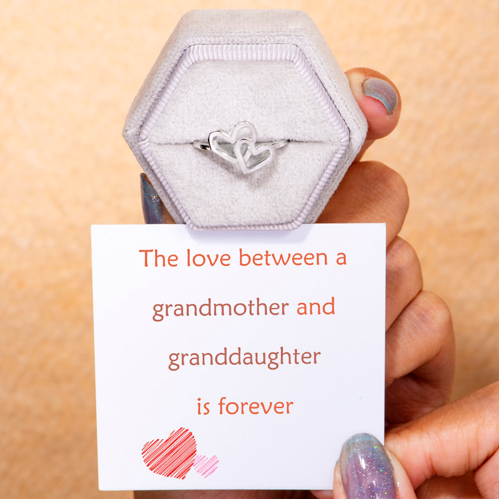 To My Grandddaughter "Love Forever" Double Heart Ring