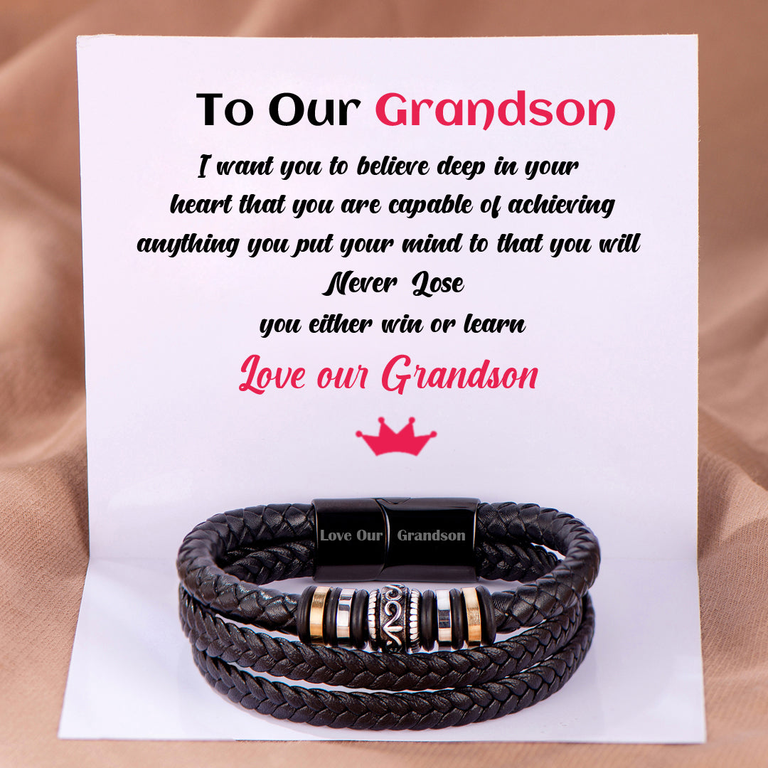 To Our Grandson "Love Our Grandson" Woven Bracelet