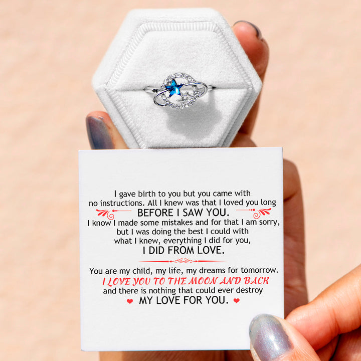 To My Daughter "I love you to the moon and back" Star Ring