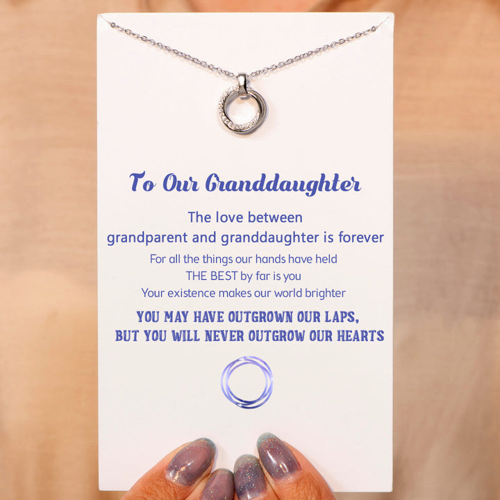 To My Granddaughter "You will never outgrow our hearts" Triple Ring Necklace