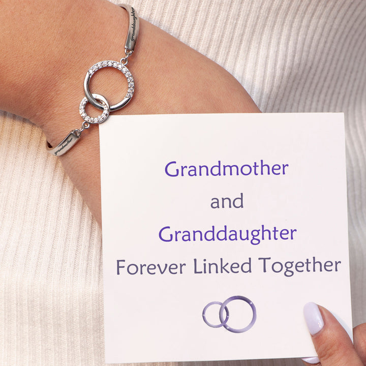 "Grandmother and Granddaughter Forever Linked Together" Double Ring Bracelet