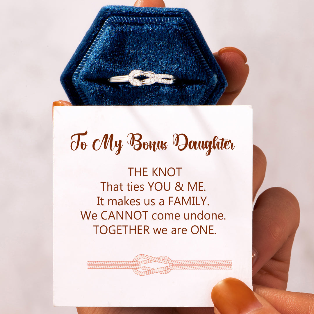 To My Bonus Daughter "The knot ties YOU & ME" Knot Ring