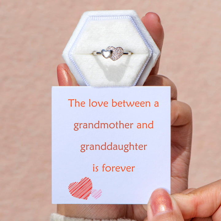 To My Granddaughter "Forever Love" Double Heart Ring