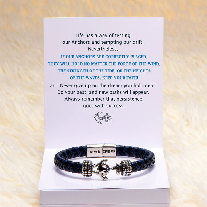 "Persistence Goes with Success" Anchor Bracelet