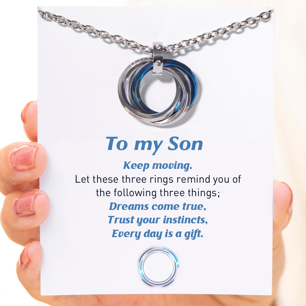 To My Son “Three inspirational rings." Pendant Necklace