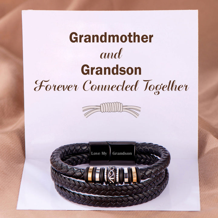 To My Grandson "Grandmother and Grandson Forever Connected Together" Woven Bracelet