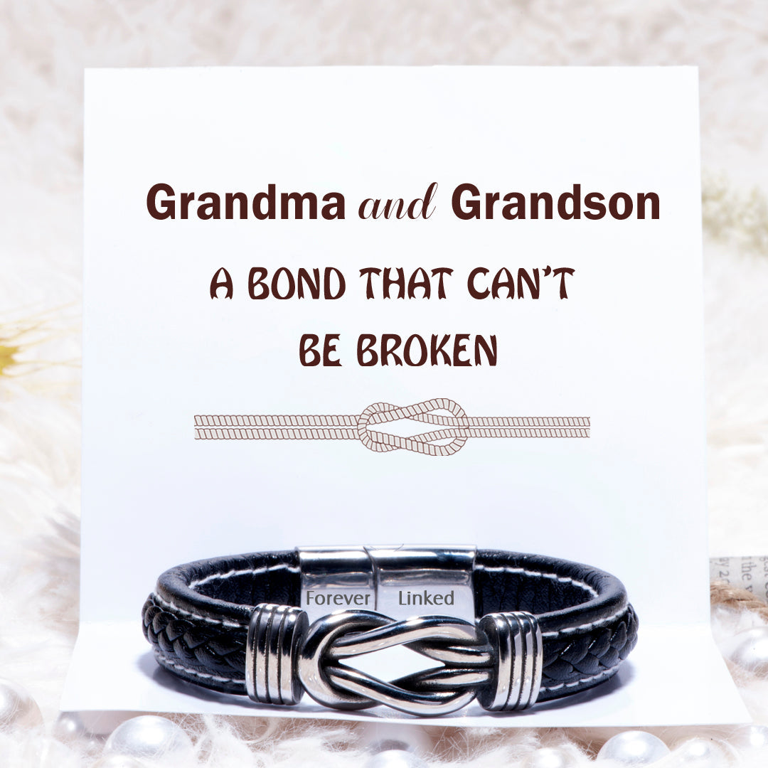 To My Grandson "A BOND THAT CAN'T BE BROKEN" Leather Braided Bracelet