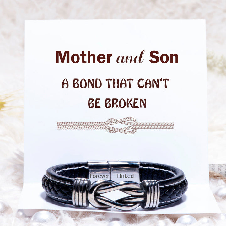 To My Son "A BOND THAT CAN'T BE BROKEN" Leather Braided Bracelet