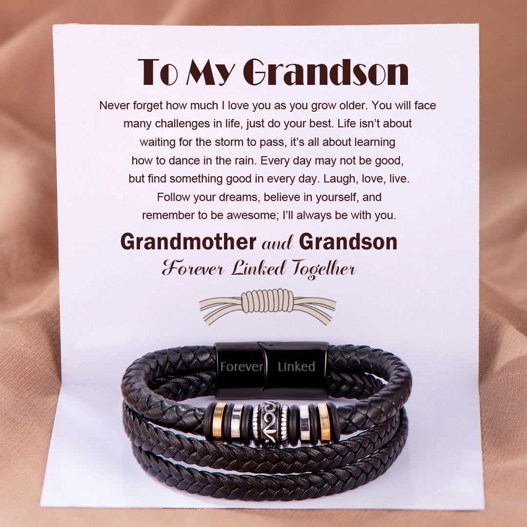 To My Grandson "Never forget how much I love you" Woven Bracelet