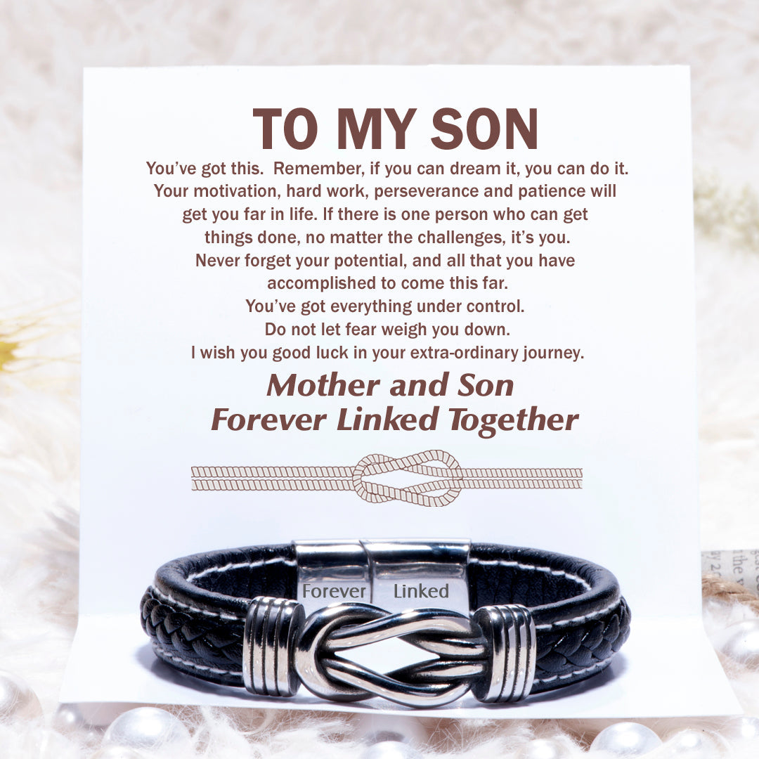 To My Son "If you can dream it, you can do it" Leather Braided Bracelet