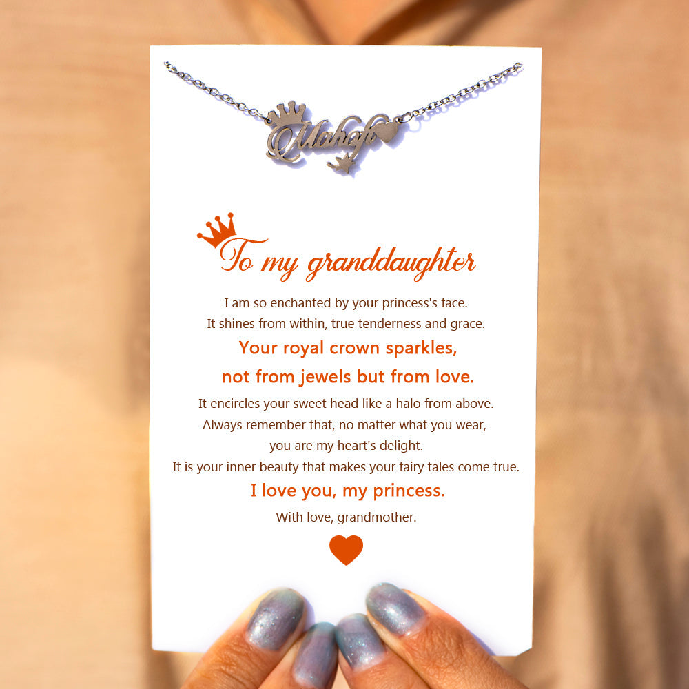 [Custom Name] To My Granddaughter "Straighten Your Crown" Princess Necklace
