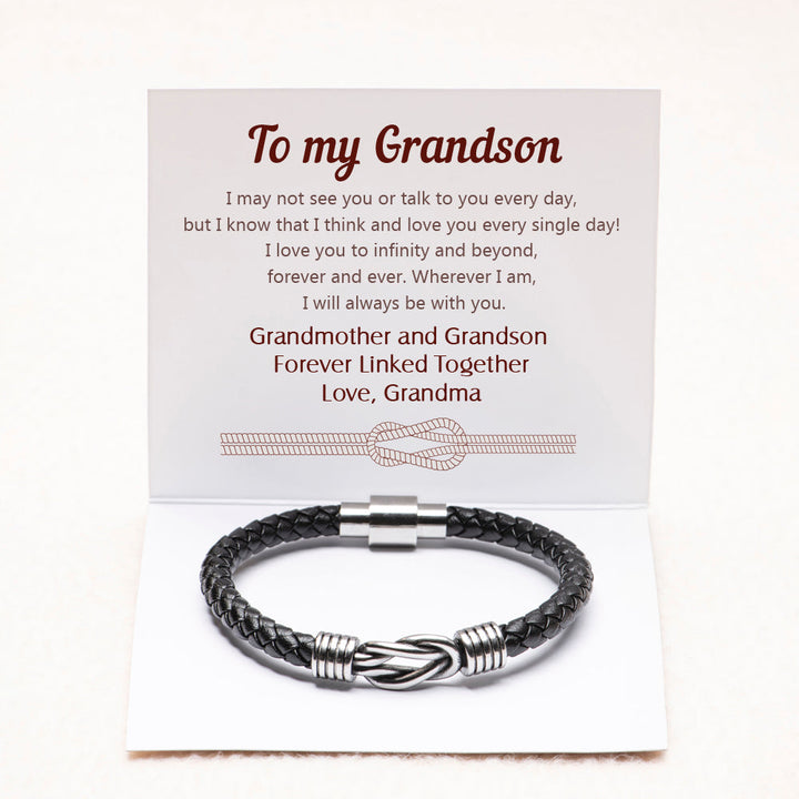 To My Grandson "Love you every single day" Leather Braided Bracelet