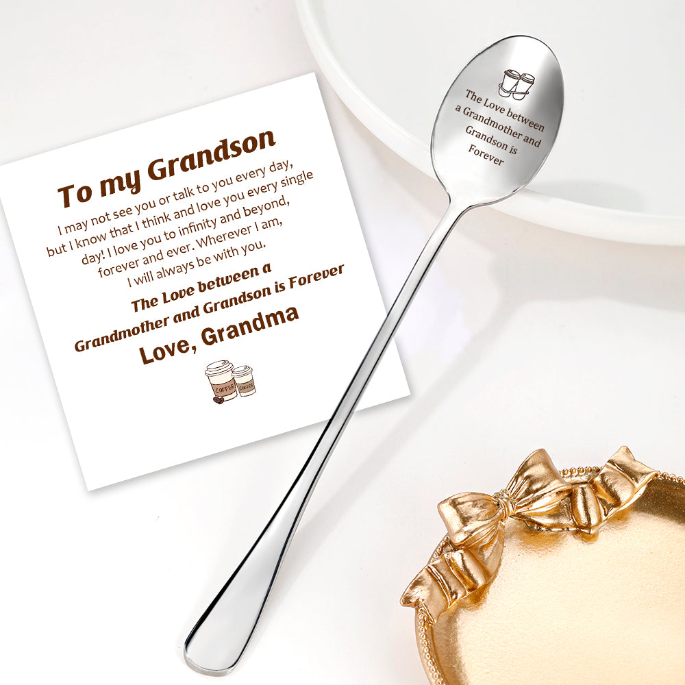 To My Grandson "I think and love you every single day" Engraved Spoon