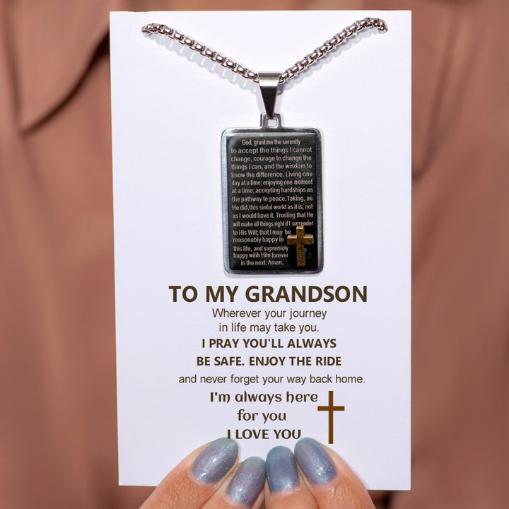 To My Grandson "I'm always here for you" Prayer Necklace