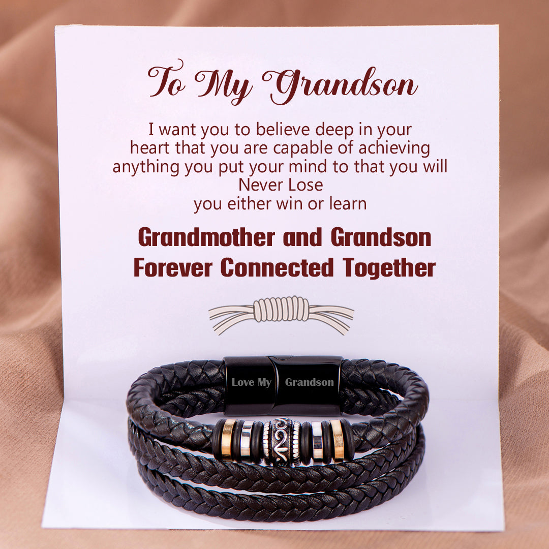 To My Grandson "Forever Connected Together" Woven Bracelet