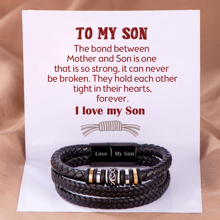 To My Son "A bond can never be broken" Woven Bracelet