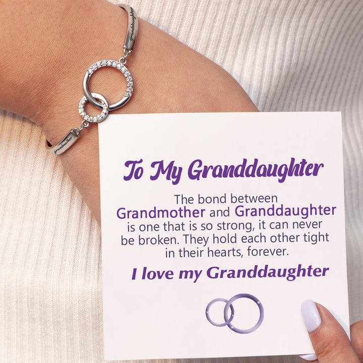 To My Granddaughter "The love between grandmother granddaughter is forever" Double Ring Bracelet