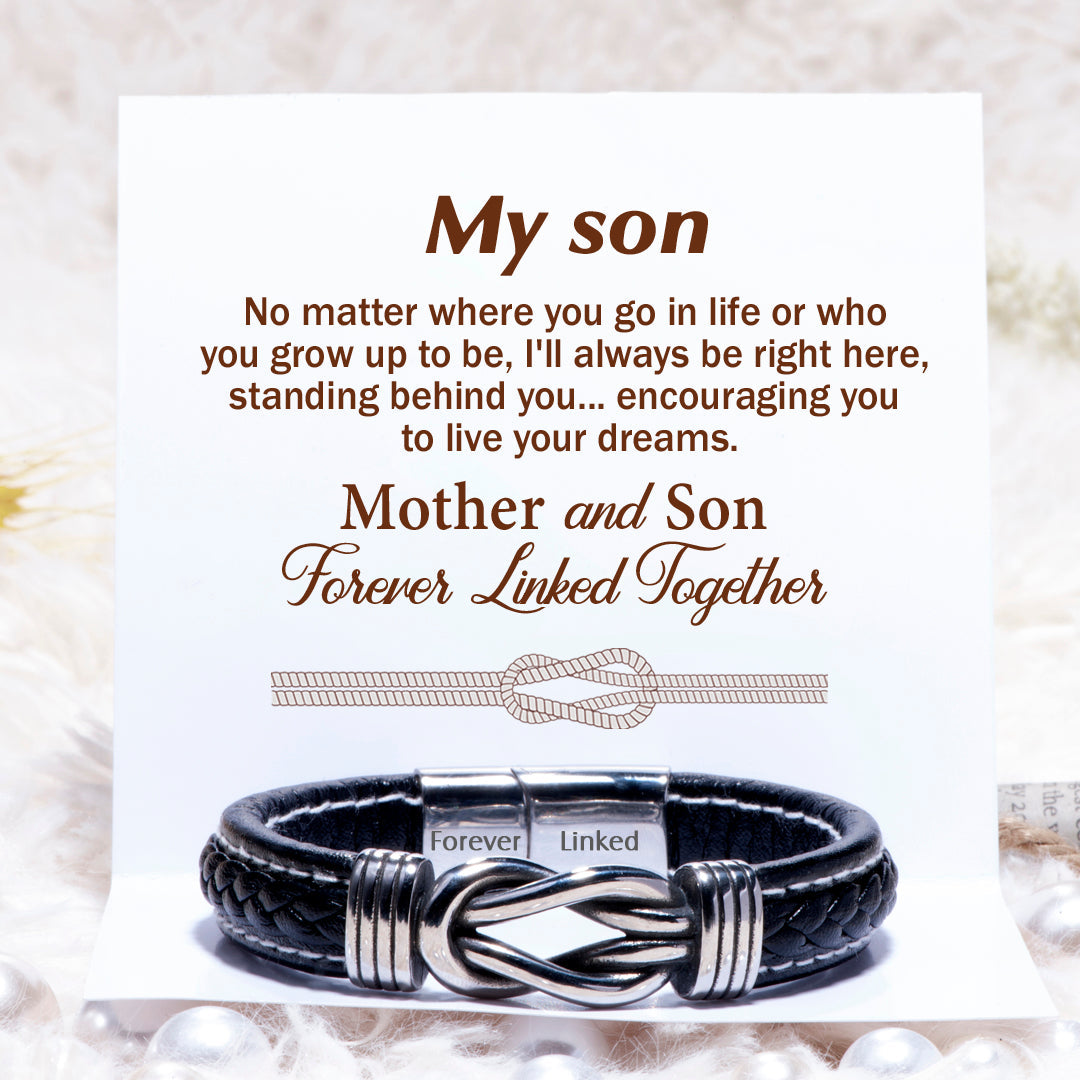 To My Son "Standing behind you" Leather Braided Bracelet