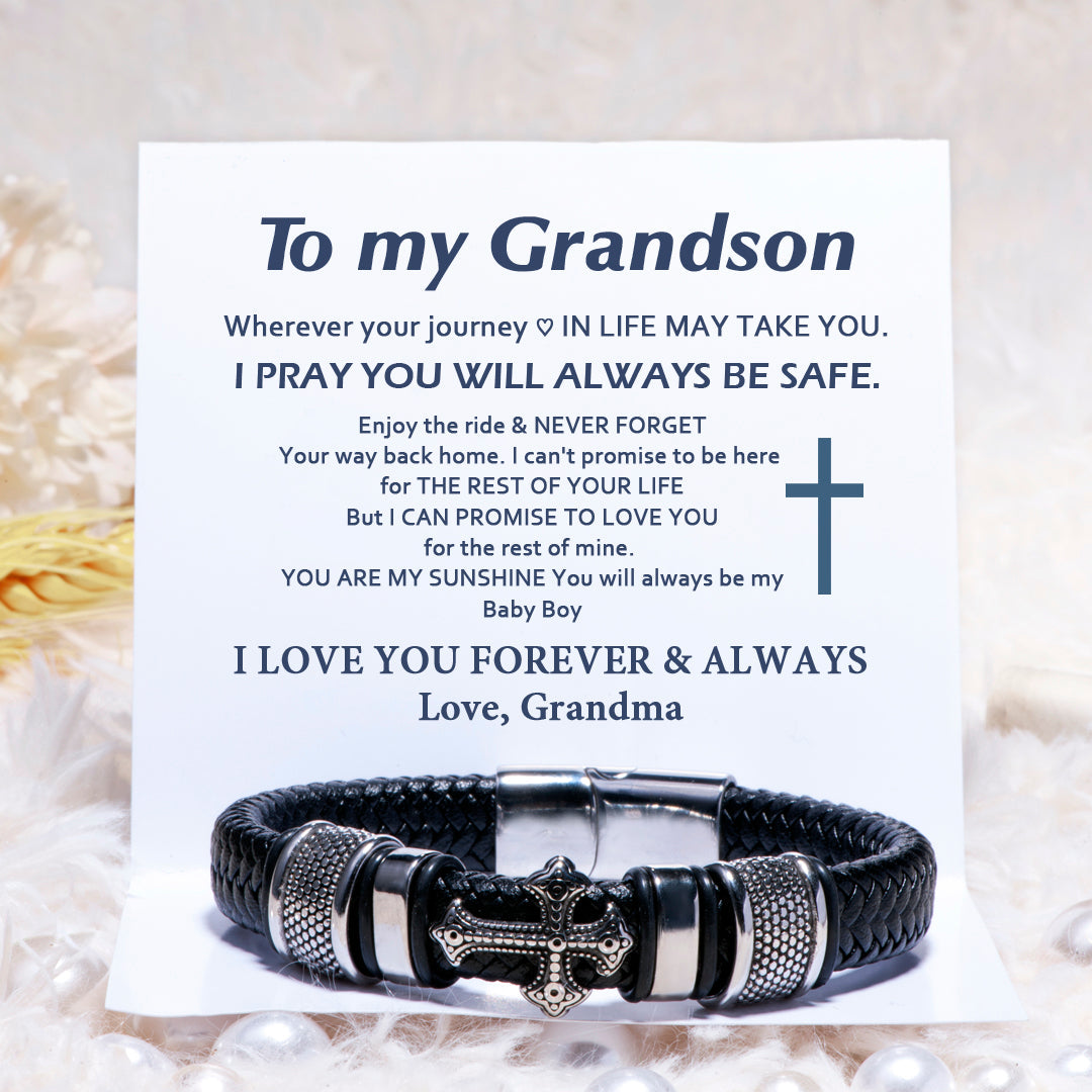 To My Grandson "FOREVER & ALWAYS" Cross Bracelet