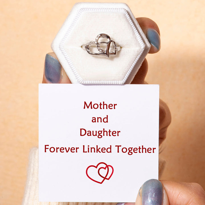 To My Daughter "Forever Linked Together" Double Heart Ring