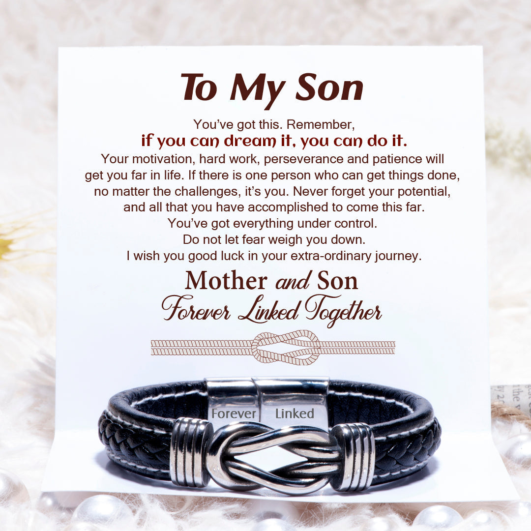 To My Son "If you can dream it, you can do it" Leather Braided Bracelet