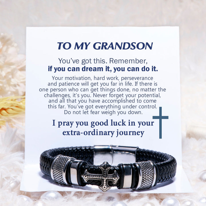 To My Grandson "If you can dream it, you can do it"Cross Bracelet