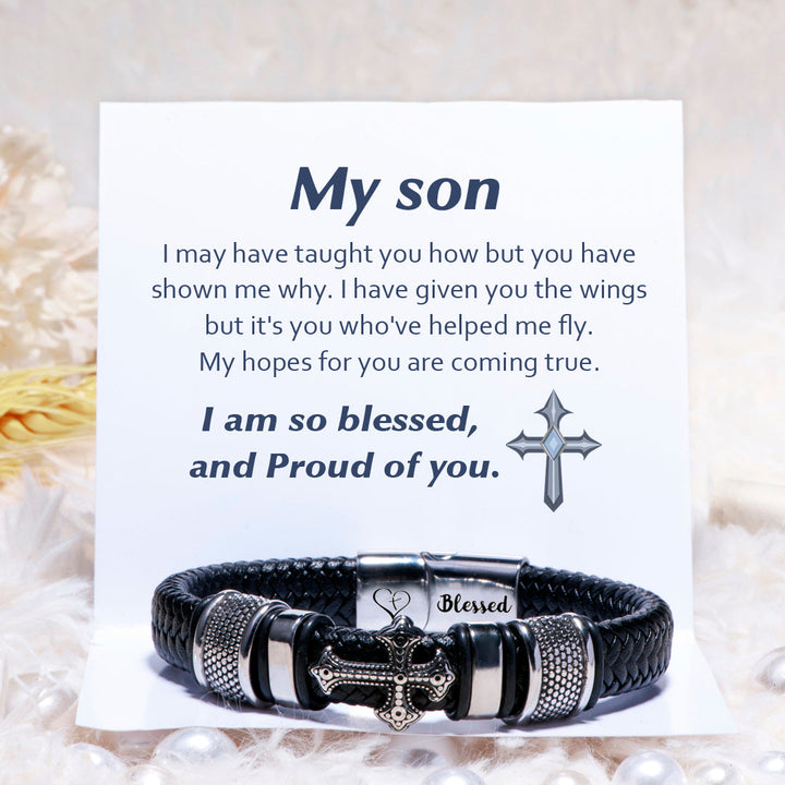 To My Son "Proud of you" Cross Bracelet