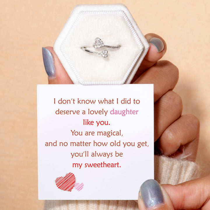 To My Daughter "My Sweetheart" Double Heart Ring