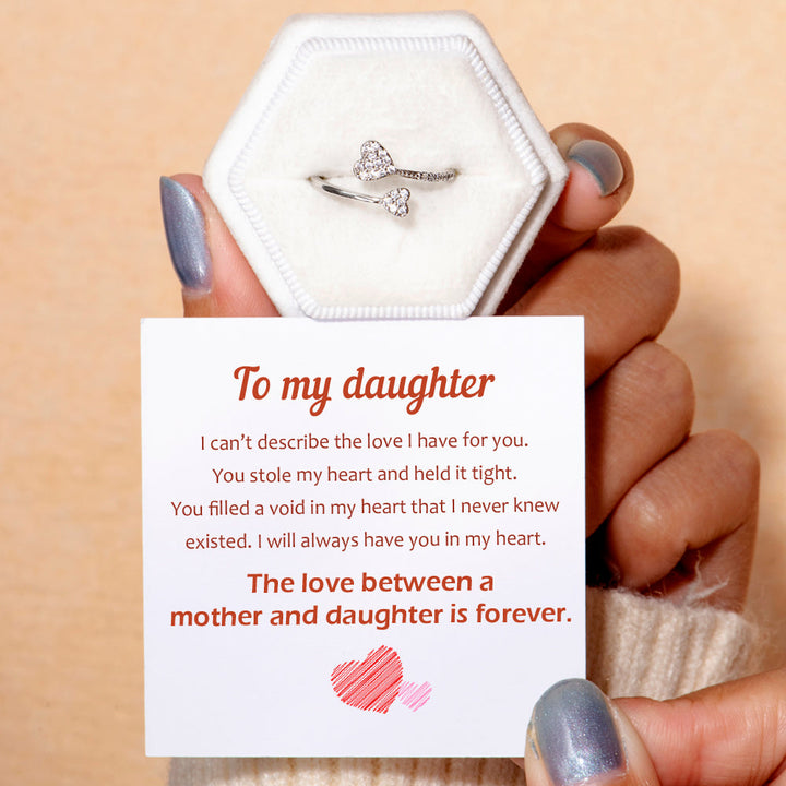 To My Daughter "Always have you in my heart" Double Heart Ring