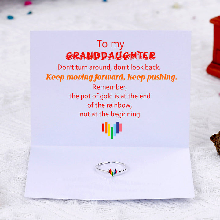 To My Granddaughter "Keep moving forward" Rainbow Ring