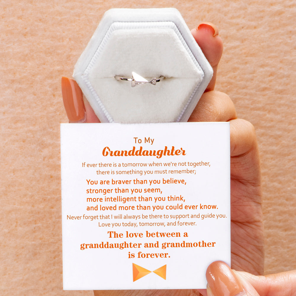 To My Granddaughter "The love between granddaughter and grandmother is forever." Triangle Ring