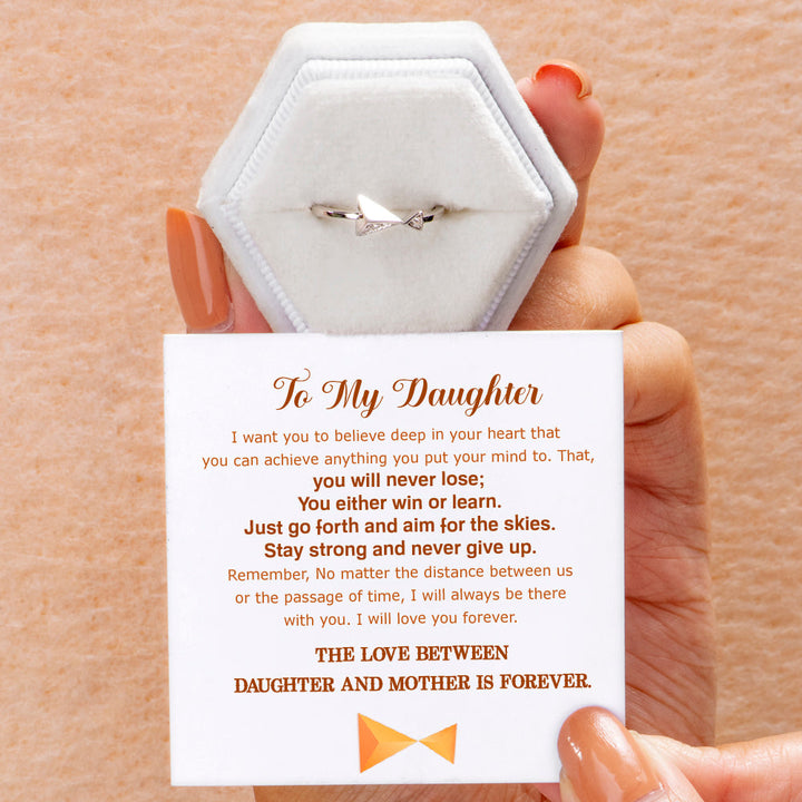 To My Daughter "The love between daughter and mother is forever." Triangle Ring