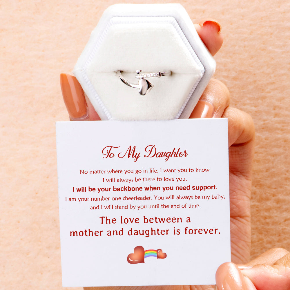 To My Daughter "The love between a mother and daughter is forever." Double Heart Ring