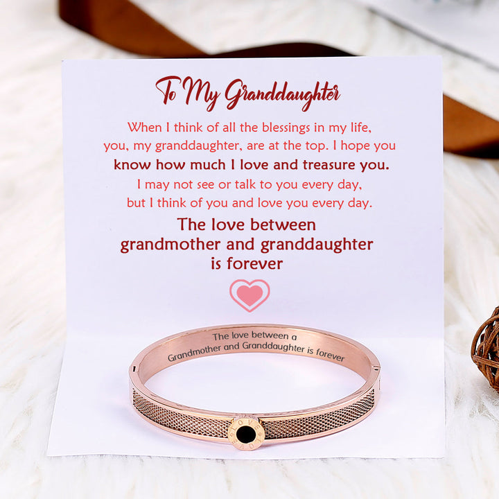 To My Granddaughter "The love between grandmother and granddaughter is forever." Love Bracelet