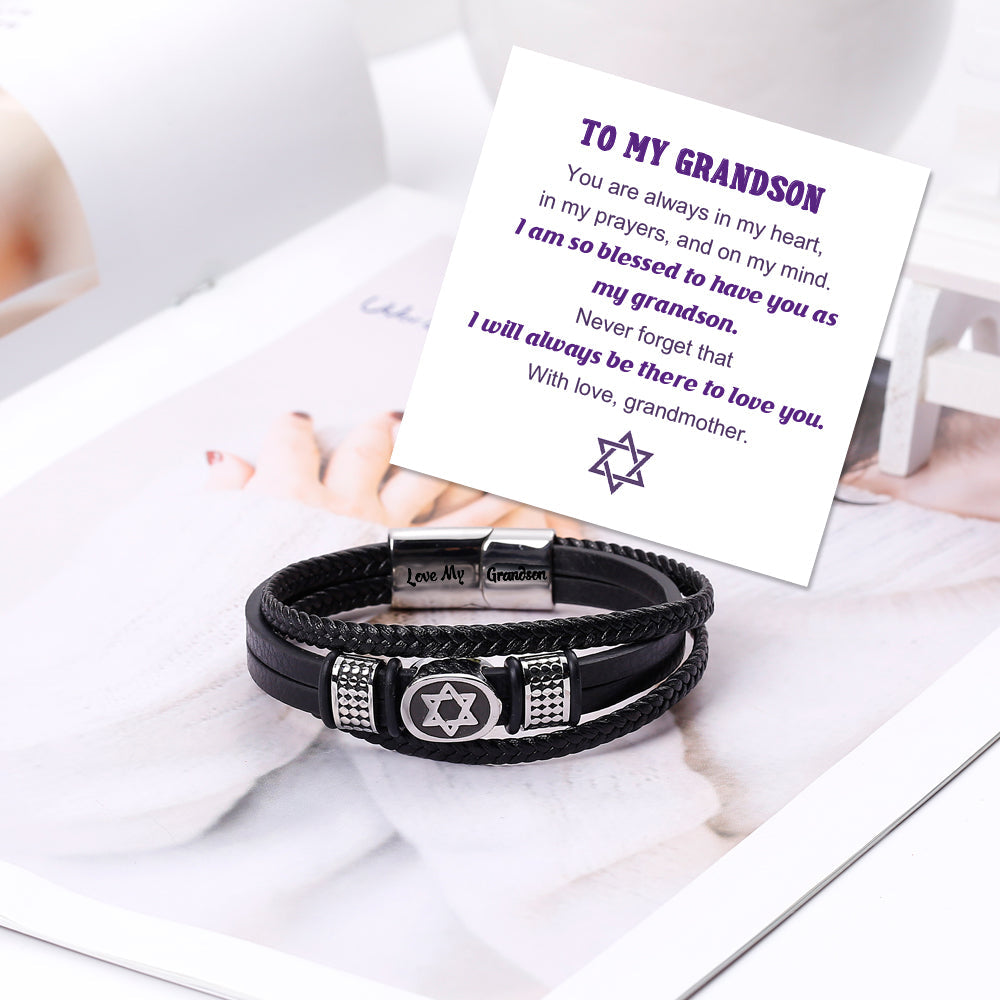 To My Grandson "Love My Grandson" Hexagram Bracelet