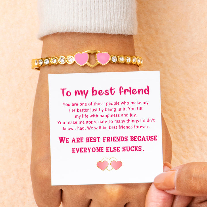 To My Best Friend "Best Friends Forever" Dbuble Heart Bracelet