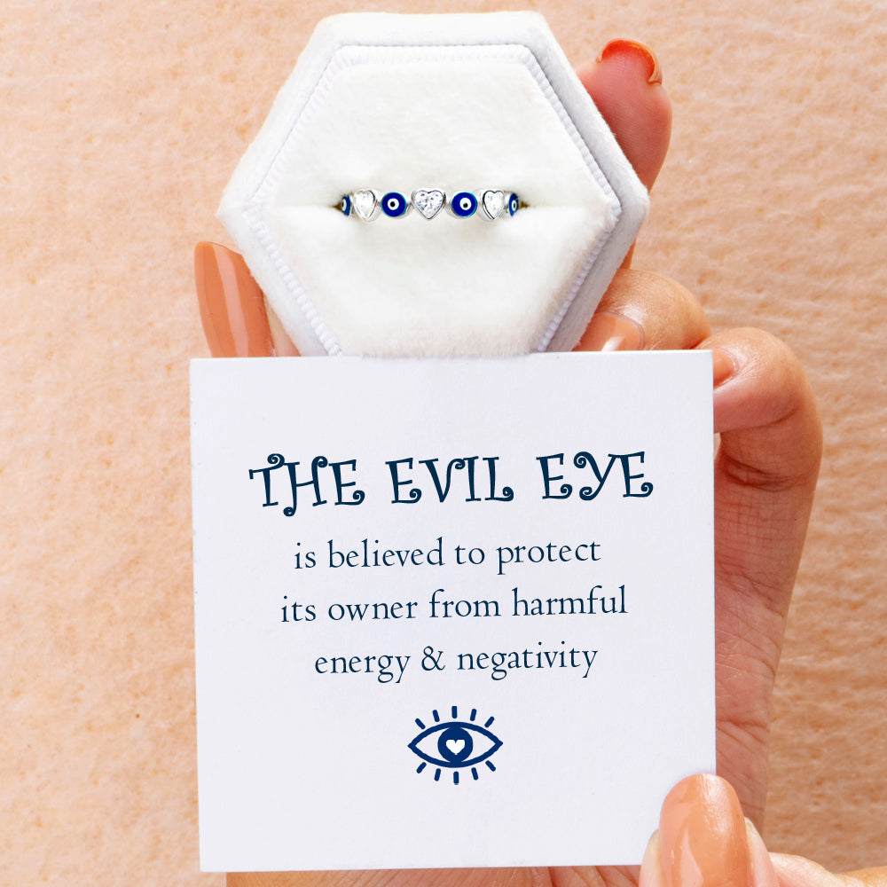 "Evil Eye Protection Sterling Silver Ring: Ward Off Negativity and Stay Safe"