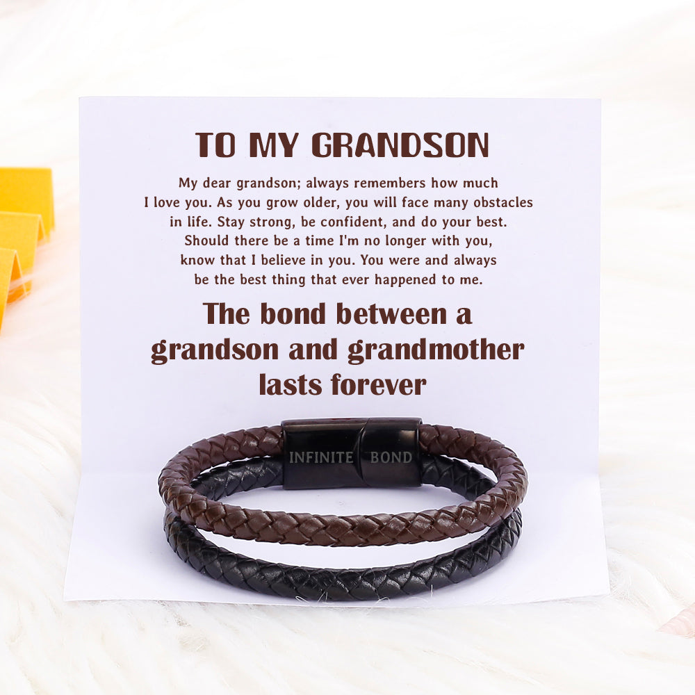 To My Grandson "The bond between a grandson and grandmother lasts forever" Double Rope Bracelet