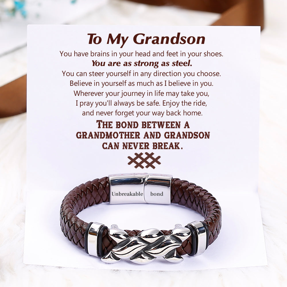 To My Grandson "The bond between a grandmother and grandson can never break." Bond Bracelet