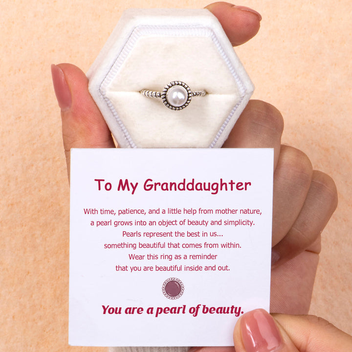 To My Granddaughter "You are a pearl of beauty." Pearl Ring