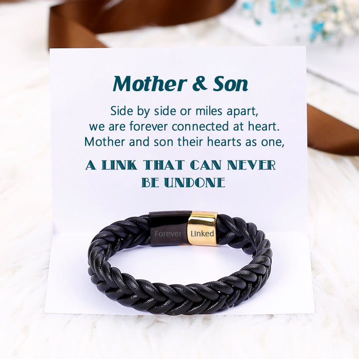 To My Son "A link that can never be undone" Leather Braided Bracelet