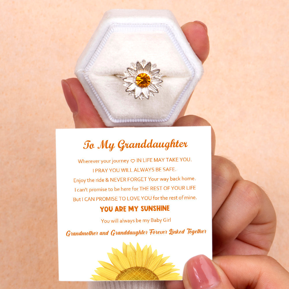 To My Granddaughter "YOU ARE MY SUNSHINE" Sunflower Ring