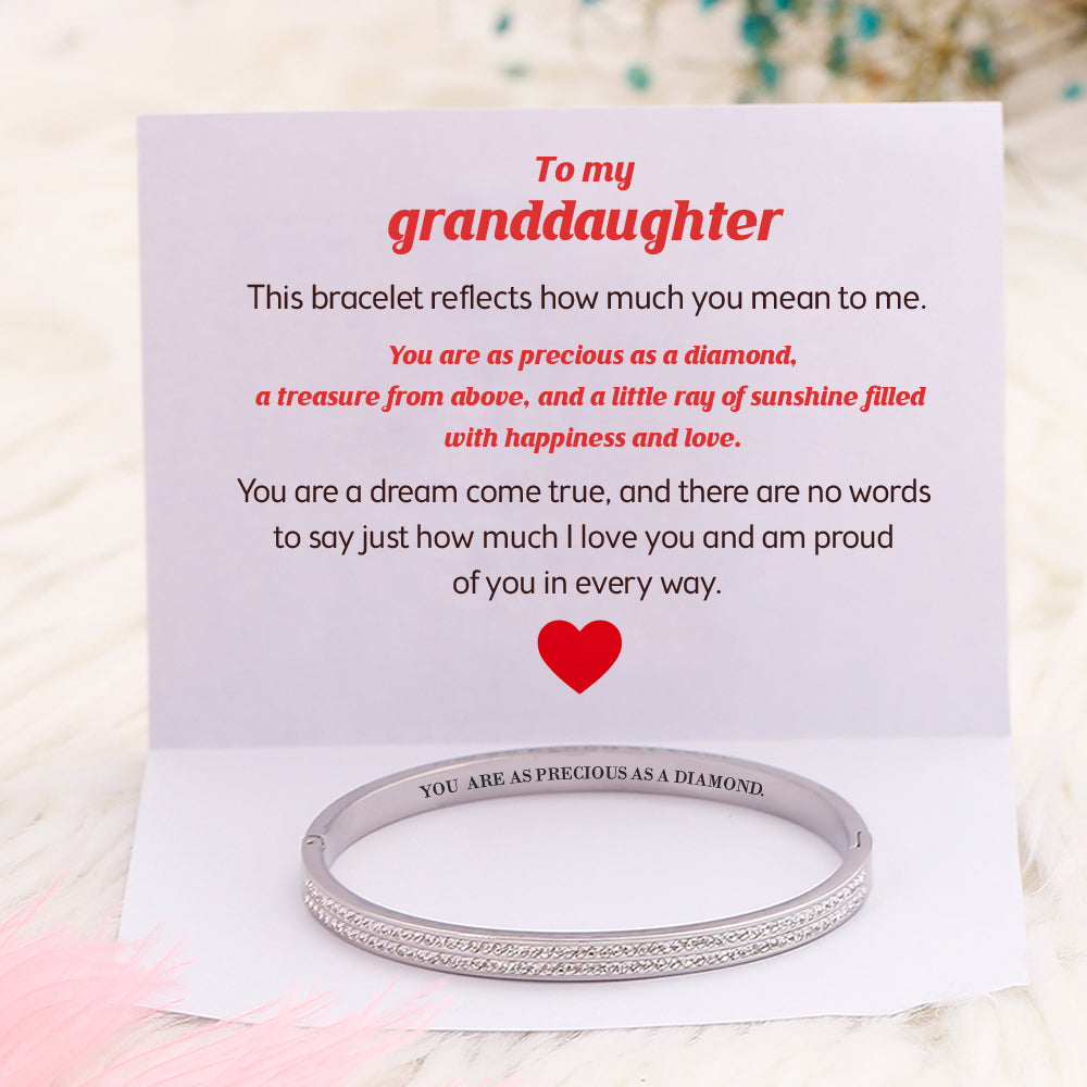 To My Granddaughter "You are as precious as a diamond." Full Diamond Bracelet