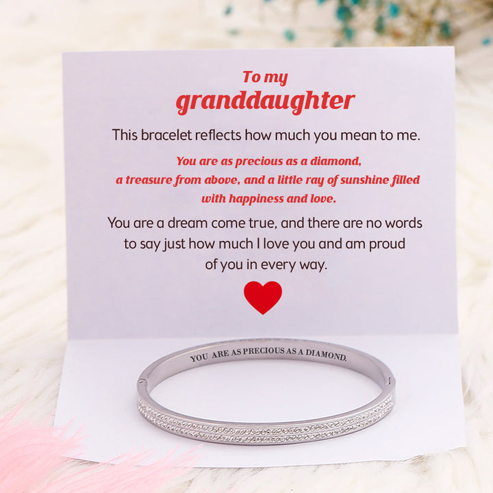 To My Granddaughter "You are as precious as a diamond." Full Diamond Bracelet