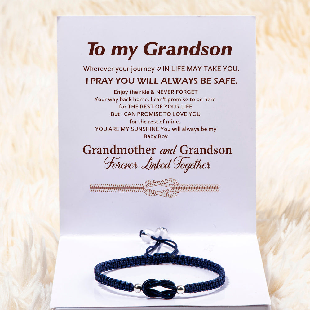 To My Grandson "Forever Linked Together" Handmade Braided Bracelet