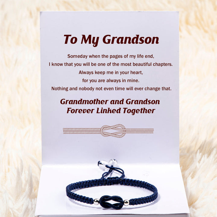 To My Grandson "Forever Linked Together" Handmade Braided Bracelet